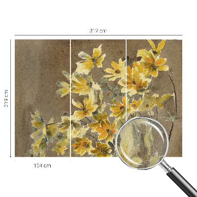 3D photo wallpaper mural with a sunny bouquet design