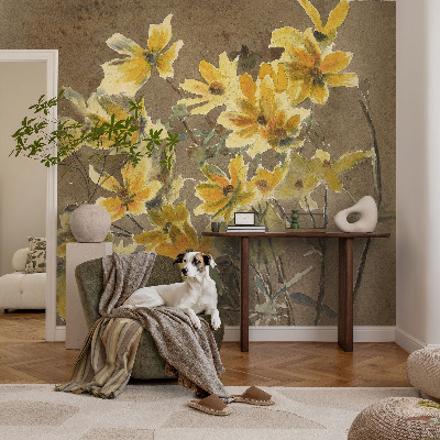 3D photo wallpaper mural with a sunny bouquet design