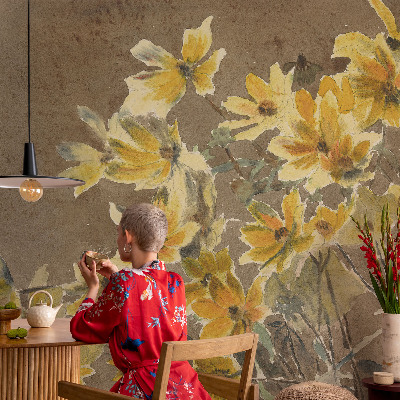 3D photo wallpaper mural Sunny bouquet