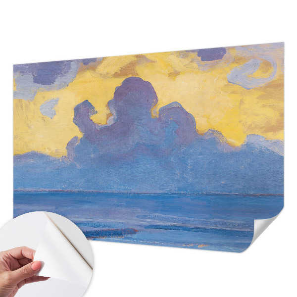 Children's wall mural with a cloudscape design