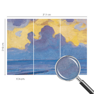 Children's wall mural with a cloudscape design