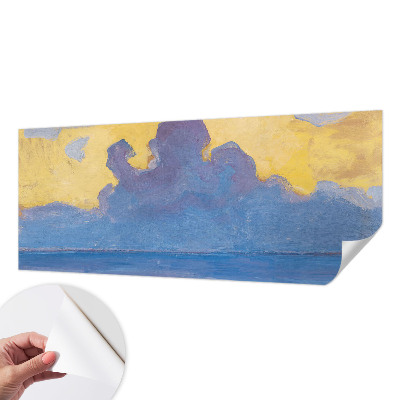 Children's wall mural with a cloudscape design