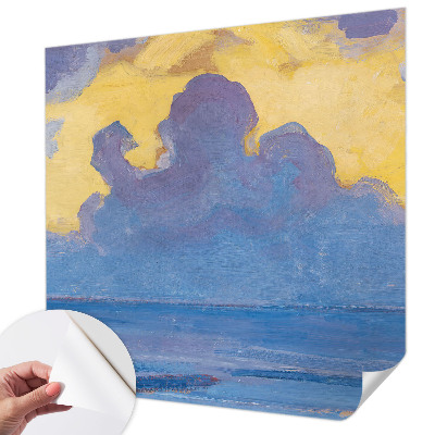 Children's wall mural with a cloudscape design