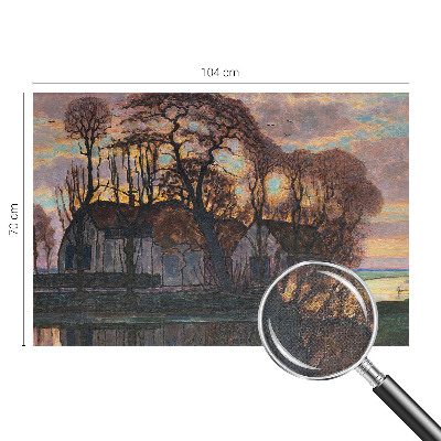 Nursery wall mural with an evening landscape scene