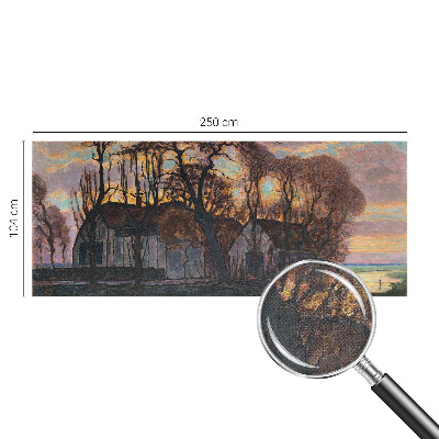 Nursery wall mural with an evening landscape scene