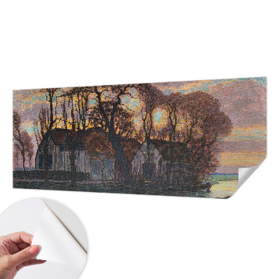Nursery wall mural with an evening landscape scene