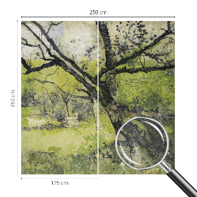 Baby room wall mural with a spring park design