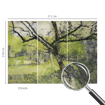 Baby room wall mural with a spring park design