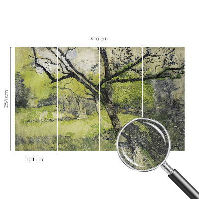 Baby room wall mural with a spring park design