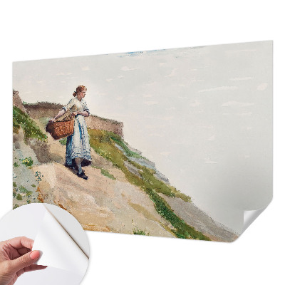Self-adhesive wall mural with a female landscape motif