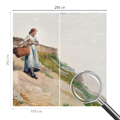 Self-adhesive wall mural with a female landscape motif