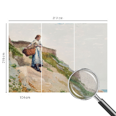 Self-adhesive wall mural with a female landscape motif