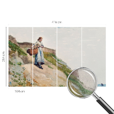 Self-adhesive wall mural with a female landscape motif