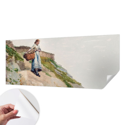 Self-adhesive wall mural with a female landscape motif