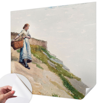 Self-adhesive wall mural with a female landscape motif