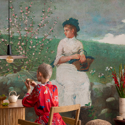 Self-adhesive photo wallpaper with a flowery peaceful design