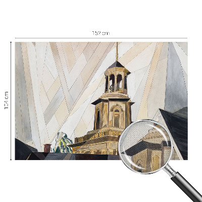 Removable wall mural with an architectural tower motif