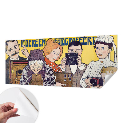 Stick-on wall mural with a photography-themed design
