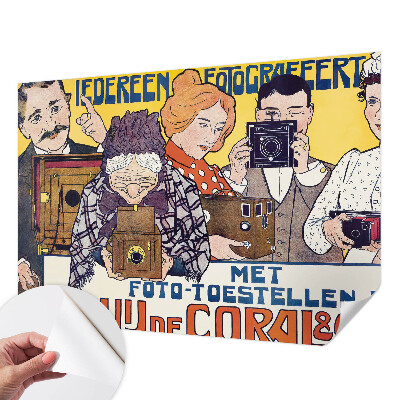 Stick-on wall mural with a photography-themed design