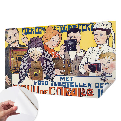 Stick-on wall mural with a photography-themed design