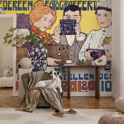Stick-on wall mural with a photography-themed design