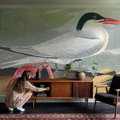 Peel and stick wall mural for living room with a sea scenery design