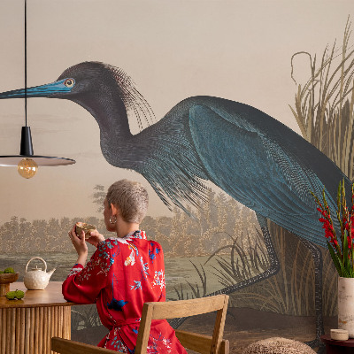 Stick-on wall mural with a water birds motif