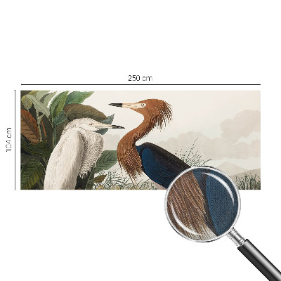 Peel and stick wall mural for kids' room with a birds and plants design