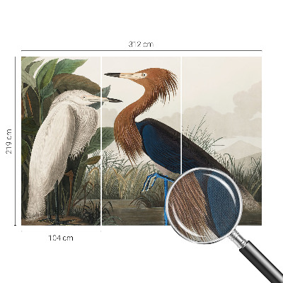 Peel and stick wall mural for kids' room with a birds and plants design
