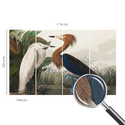 Peel and stick wall mural for kids' room with a birds and plants design