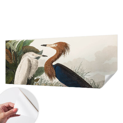 Peel and stick wall mural for kids' room with a birds and plants design