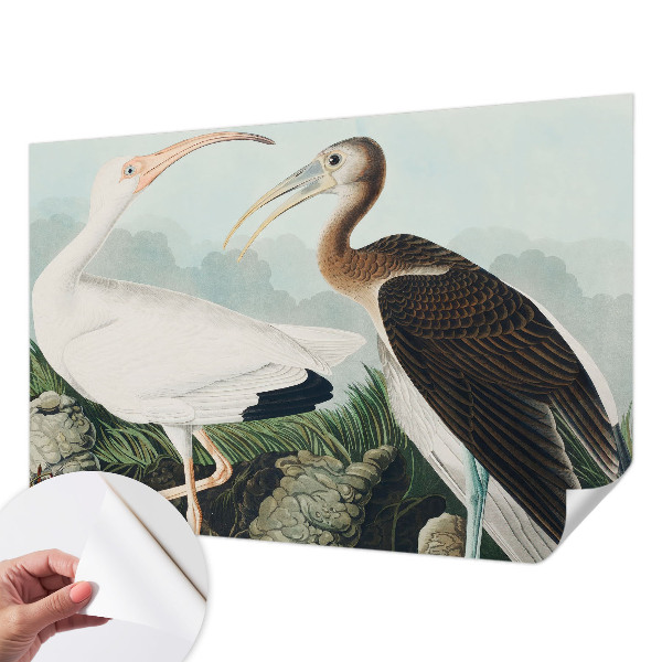 Peel and stick wall mural for bedroom with a pair of birds motif