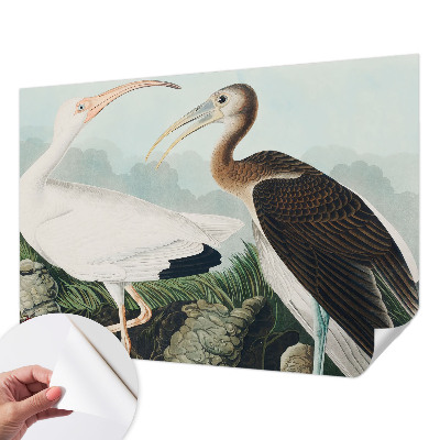 Peel and stick wall mural for bedroom with a pair of birds motif