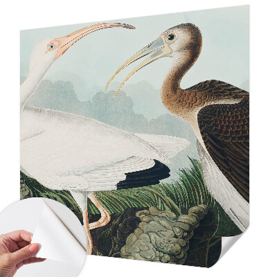 Peel and stick wall mural for bedroom with a pair of birds motif