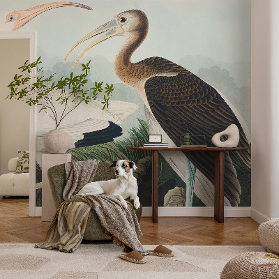 Peel and stick wall mural for bedroom with a pair of birds motif