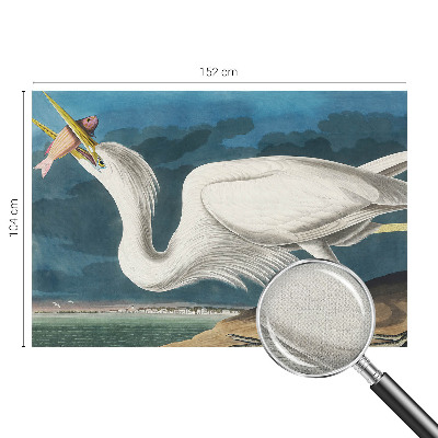 Removable wall mural with a bird holding a fish design