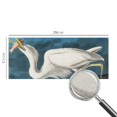 Removable wall mural with a bird holding a fish design