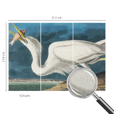 Removable wall mural with a bird holding a fish design