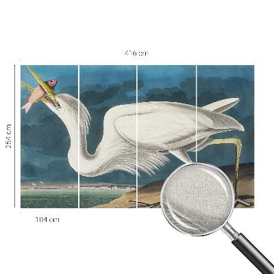 Removable wall mural with a bird holding a fish design