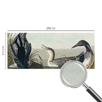 Children's wall mural with a motif of birds flying over water