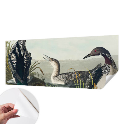 Children's wall mural with a motif of birds flying over water