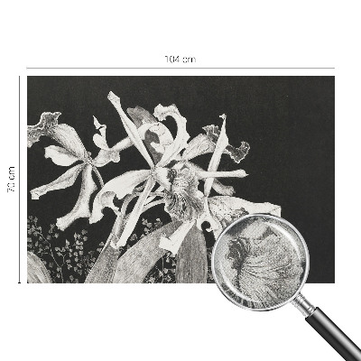 Baby room wall mural with an orchid illustration
