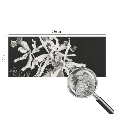 Baby room wall mural with an orchid illustration