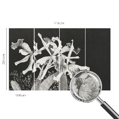 Baby room wall mural with an orchid illustration