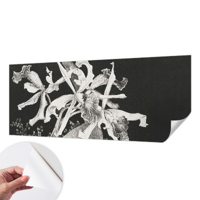 Baby room wall mural with an orchid illustration