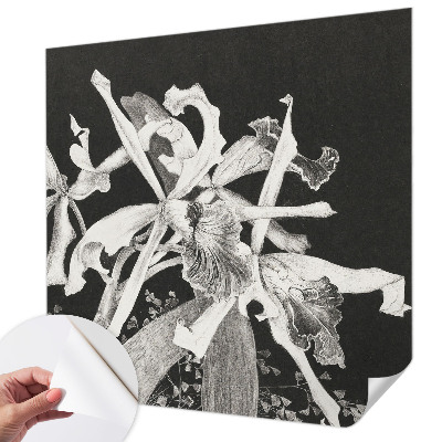 Baby room wall mural with an orchid illustration