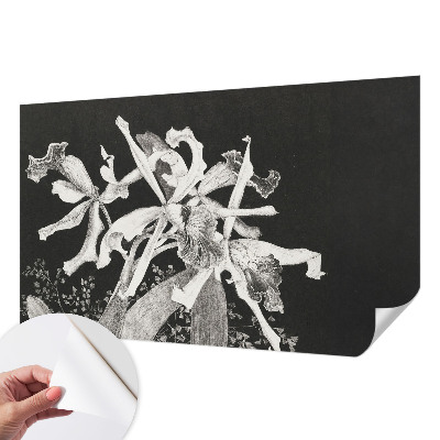 Baby room wall mural with an orchid illustration