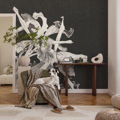 Baby room wall mural with an orchid illustration