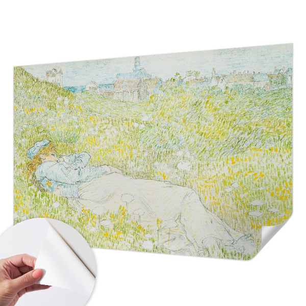 Removable wall mural wallpaper with a spring relaxation motif