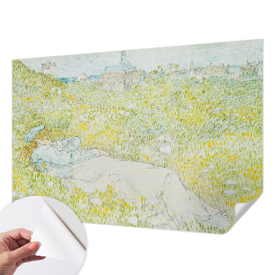 Removable wall mural wallpaper with a spring relaxation motif